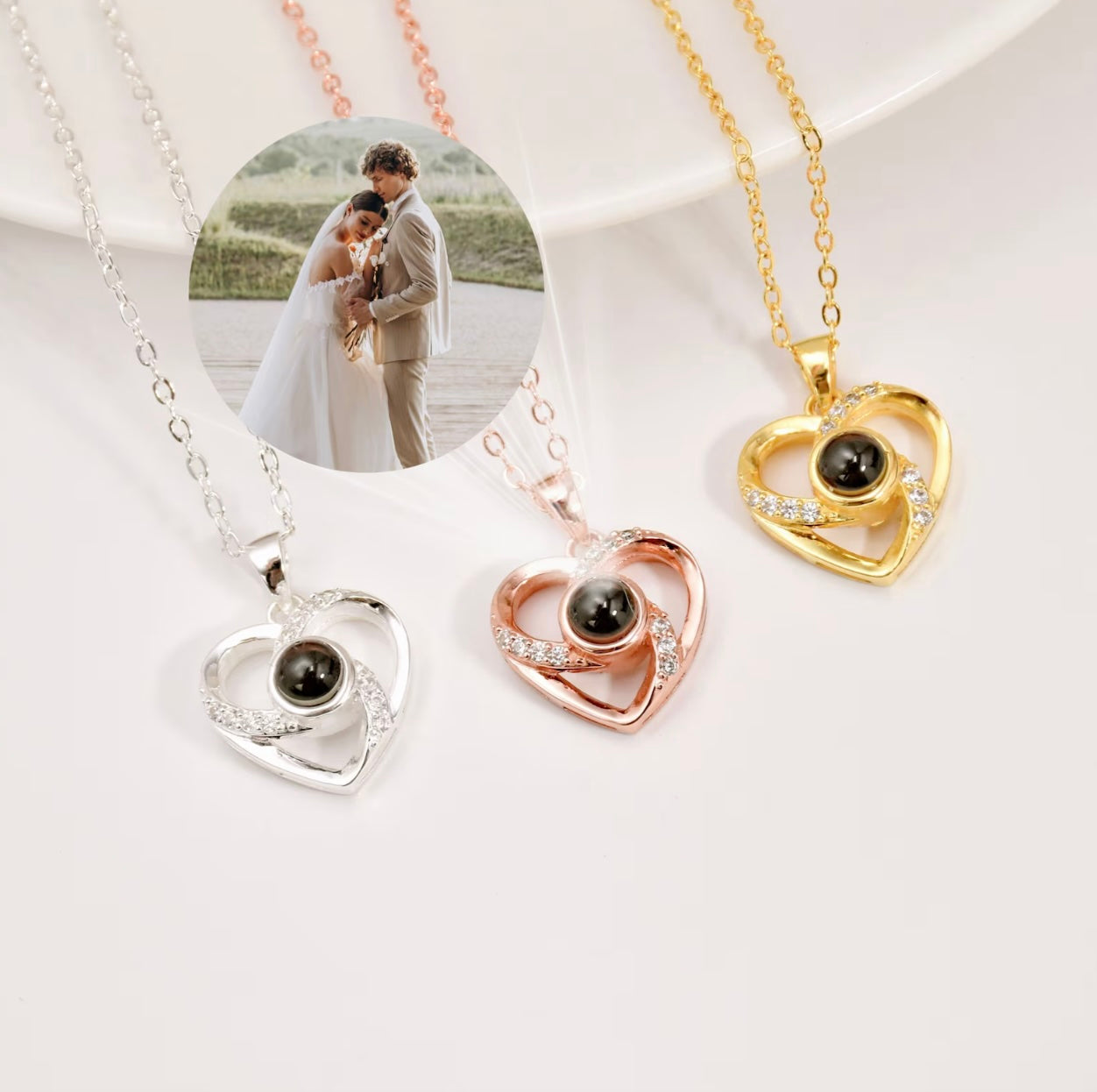 Custom Projection Picture Heart Necklaces